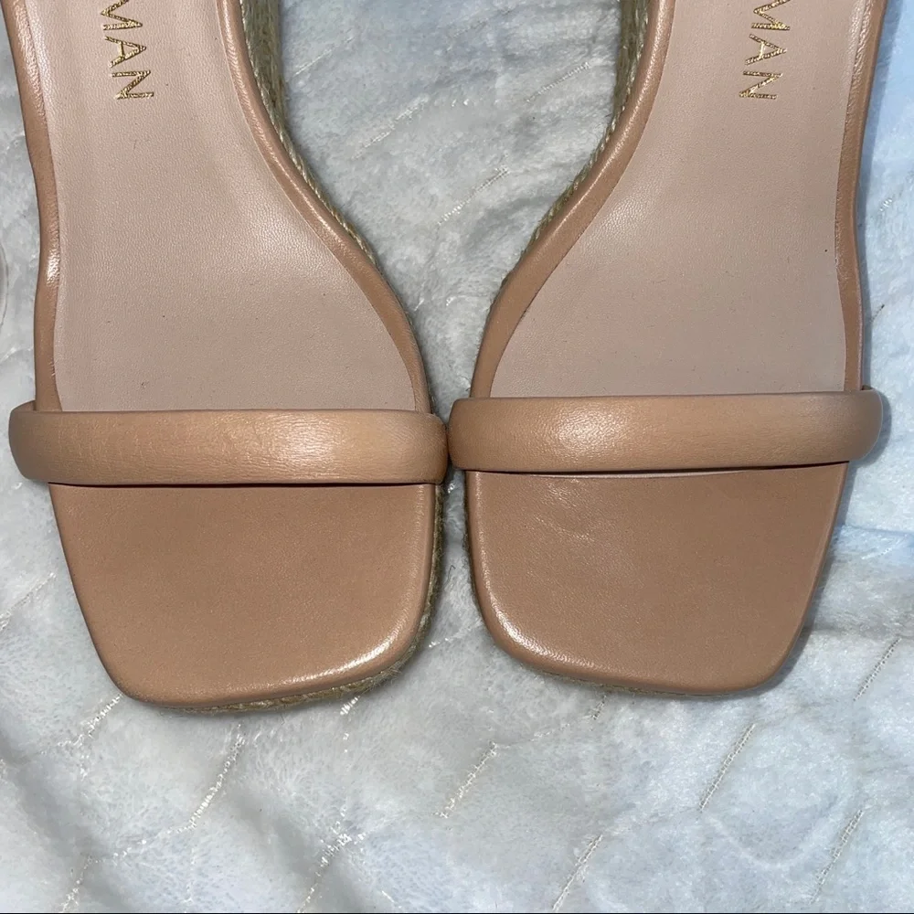 Stuart Weitzman Nude Tan Espadrille Wedge Sandals
